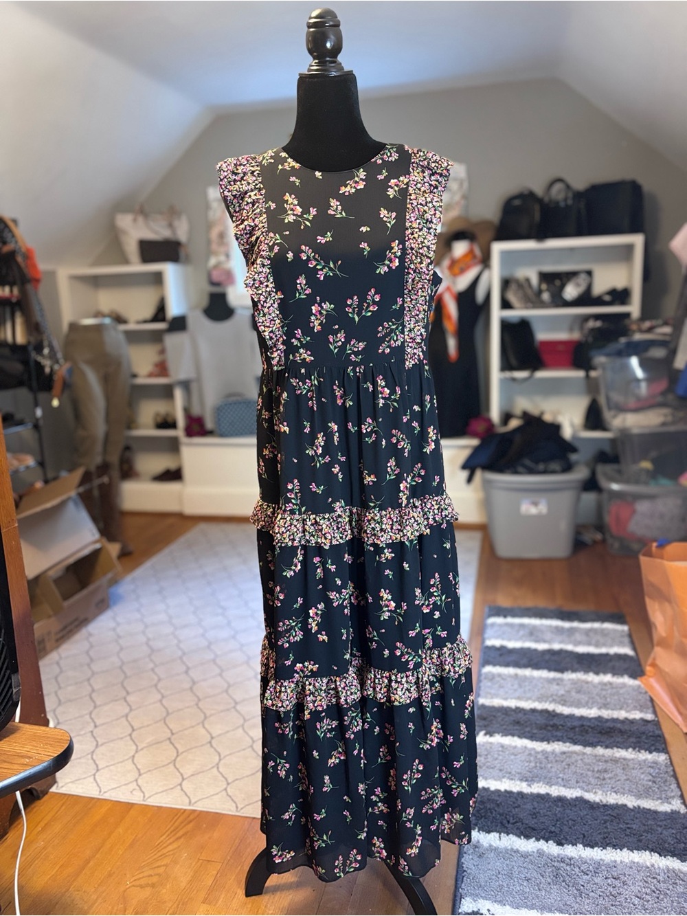 J.Crew Floral Ruffle Tiered Maxi Dress | NWT | Sz 8 | Romantic Cottagecore Style - Picture 2 of 7